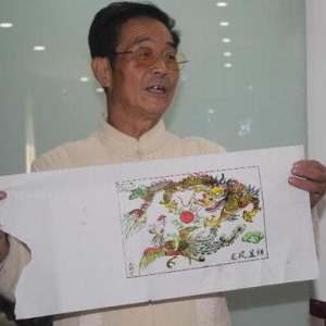民間文藝隊助威 彩色年畫現場印