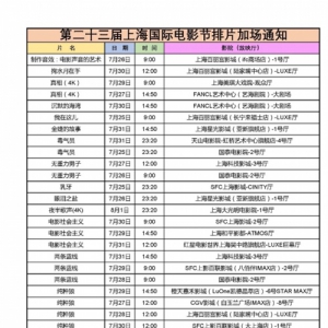 上海國際電影節增加29場排片，今早10點起售票