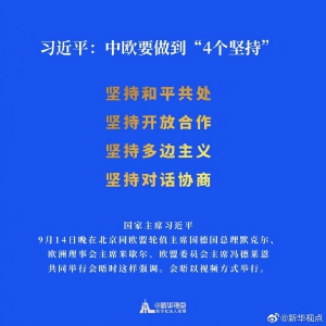 習近平：中歐要做到“4個堅持”
