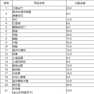 上海市市級非物質文化遺產保護專項資金信息
